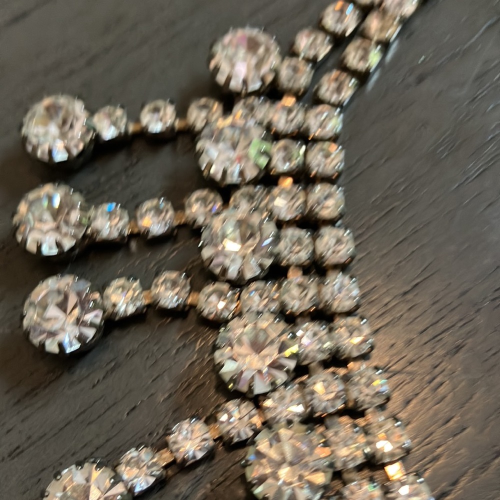 Vintage double stranded rhinestone necklace - Picture 2 of 4